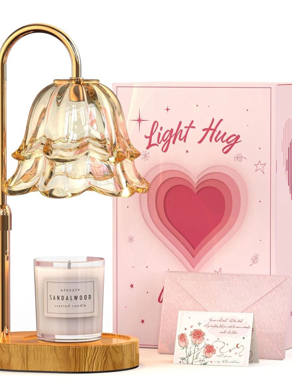 Sandalwood Scented Candle with Heart Gift Box